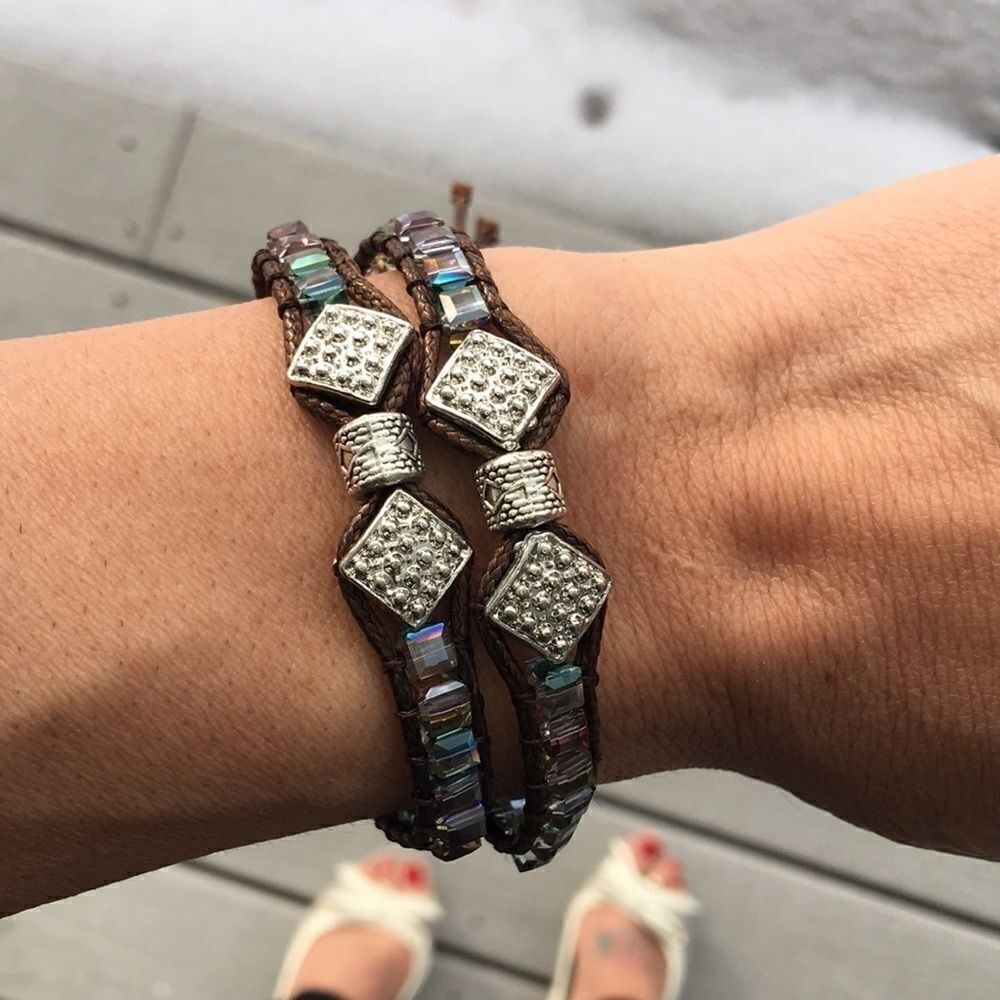 NEW Katie Soleil brown teal blue Wrap bracelet
